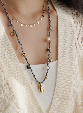 轻奢款手工绳编复古藏族蓝天然淡