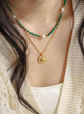 孔雀石串珠项链高级感轻奢小众