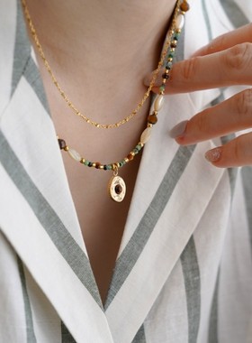 轻奢款波西米亚叠戴小众串珠项链