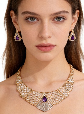 水晶花朵新娘礼服晚宴舞台配饰