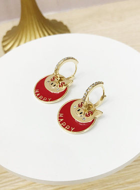 麦芭贝尔女可爱红色小猪项链耳环
