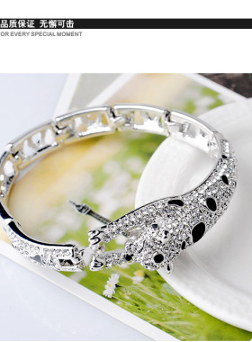 银色欧美风夸张豹子潮人配饰手链