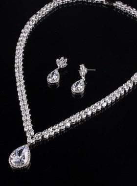 锆石原创婚纱礼服配饰项链耳环