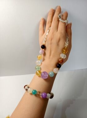 定制款天然水晶项链+手链套装天然多宝一图一物颈链手串冰晶凉爽