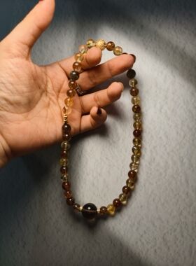 巴西超七骨干双圈腕串中古皇家复古风满发丝彼岸花黄塔晶茶水晶