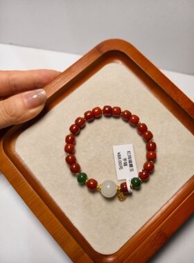 优品南红玛瑙老型桶珠8mm中国红碧玉白玉古朴雅韵中式小腕串女生
