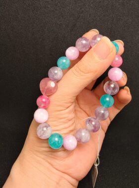 孤品设计款精品天然水晶爱心多宝腕串彩虹糖果色组合款手串高品质