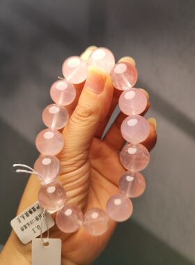 天然果冻星光粉水晶手串鲜艳粉嫩晶体干净无杂质清新天然15mm ​