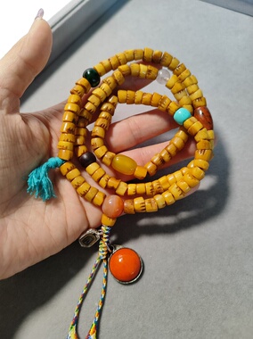 西藏老牛骨多宝藏区回流手工雕刻简易骷髅头原生态8mm108佛珠孤品