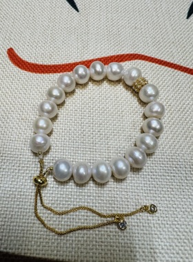 原创设计天然淡水白珍珠片形手串原矿青金石实拍款一图一物