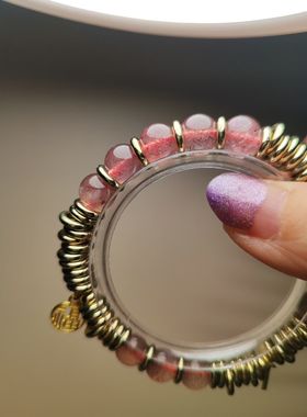 草莓晶盘缠福串天然草莓晶原始水晶浓密草莓金盘缠孤品原创设计