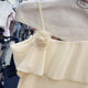 ຄໍເຕົ້າໄຂ່ທີ່ເກົາຫຼີ oblique shoulder ruffle ສາມມິຕິລະດັບດອກ suspender ເສື້ອທີເຊີດສໍາລັບແມ່ຍິງ summer ເຊື້ອເຫັດອອກແບບແອວແອວ ribbon ເສື້ອ