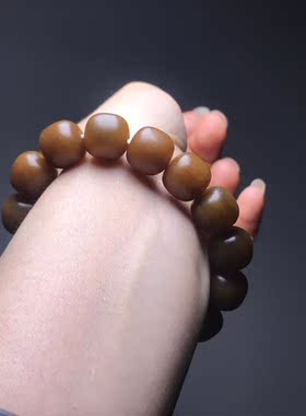 宝琳珠玉一物一图和田玉新疆楼兰老红糖全糖带青花手串老型珠13mm