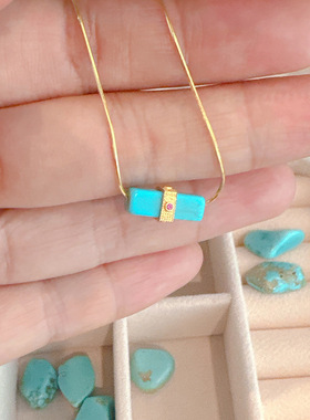 天然绿松石路通转运珠锁骨链