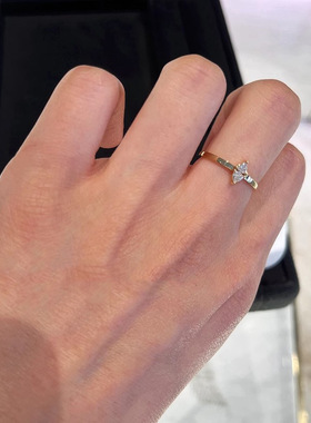 日式轻奢菱形钻S925银镀金戒指