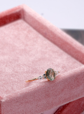 通体纯银镀14K金日系轻珠宝戒指