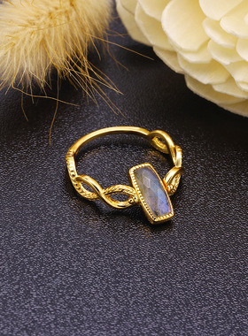 天然拉长石戒指女925银