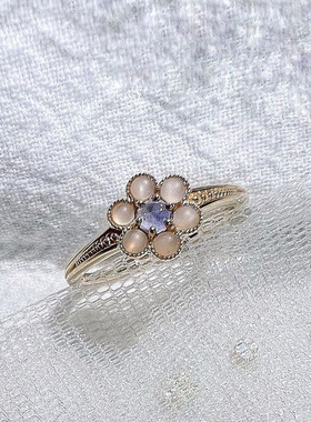 日系青山限定月光玛瑙纯银戒指