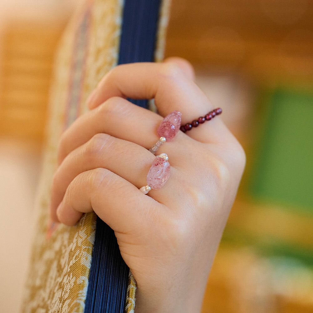 Natural Tourmaline Pixiu Garnet Good Luck Ring