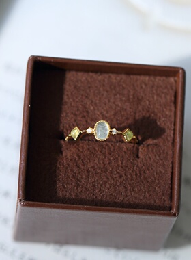 珊瑚海蓝宝拉长石925银戒指