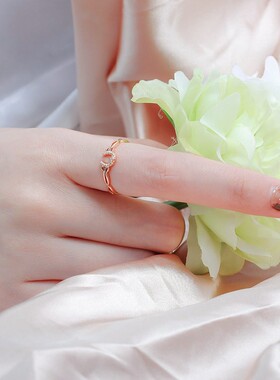 日系幸运马蹄925银镶钻女戒