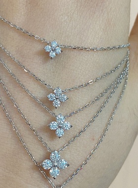 莫桑石钻石项链四叶草锁骨链