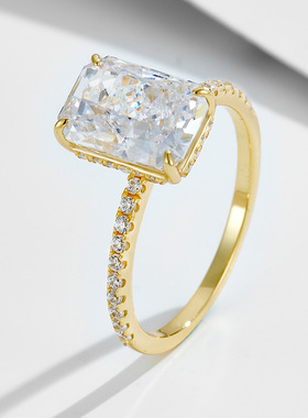 925银冰花切高碳钻轻奢戒指