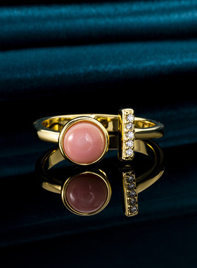 个性冷淡风戒指镶嵌天然女王贝