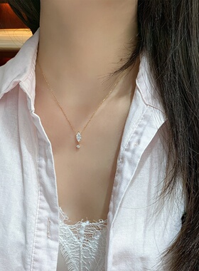 S925镀金高碳钻马眼坠锁骨链女