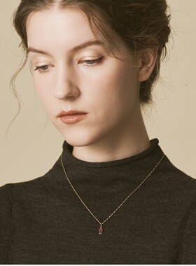 日系复古925银红石榴香水瓶项链