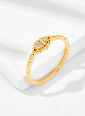 日系复古蕾丝花瓶S925银白锆戒