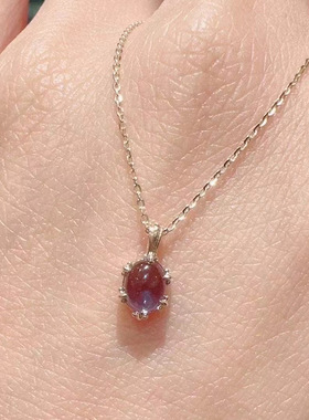 日系复古紫水晶S925镀金项链