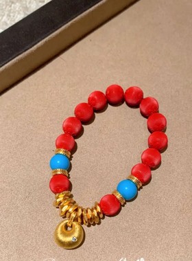 S925纯银新年朱砂福袋手链