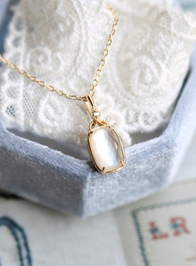 日系简约天然白水晶925银项链