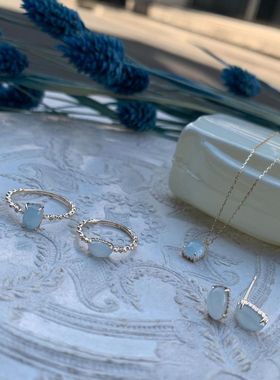 日系925银海蓝宝云朵项链