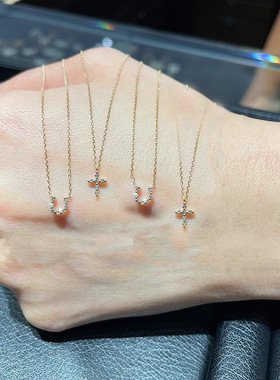 日式轻奢十字架超闪锆石锁骨链