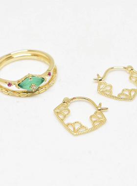 轻珠宝s925纯银镀14K金戒指女