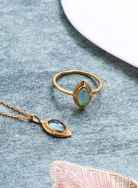 轻珠宝s925纯银镀14K金戒指女