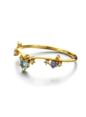 日系轻奢925银瑞士蓝托帕戒指