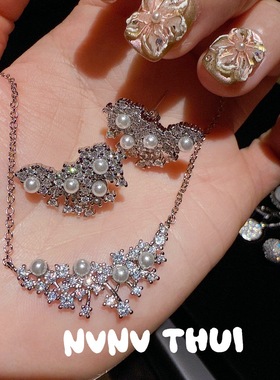 神仙姐姐紫藤花微笑流苏水滴项链