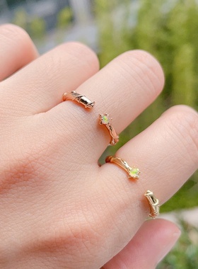 s925银镀金欧泊戒指银镀10K金