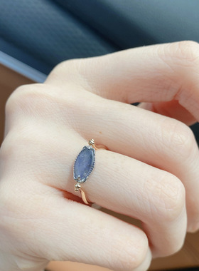 925银天然堇青石可翻转双面戒指