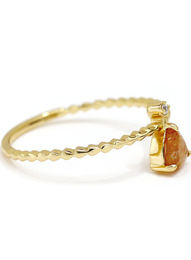 S925镀金天然太阳石女士戒指