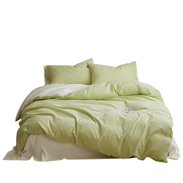 All-cotton corrugated yarn jacquard log style four-piece set