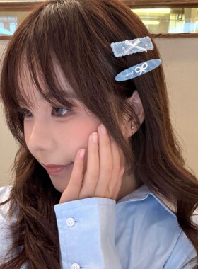 蓝色系时尚甜妹波浪发夹少女百搭刘海夹碎发夹头饰化妆夹发卡