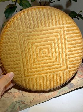 佰艺轩竹编手工普洱茶盒茶饼盒散茶盒竹编翘饼盒精品工艺家用