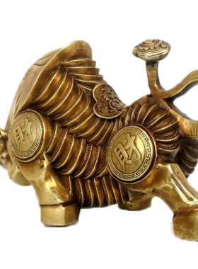 生肖牛金钱牛旺财摆件纯铜质