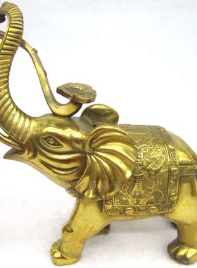 纯铜质大象一对风水摆件吉象