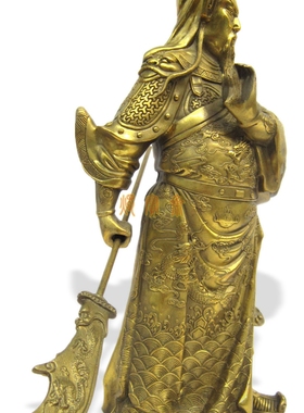 纯铜站像关圣帝伽蓝菩萨武财神