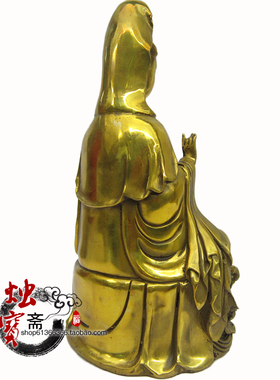 纯铜质南海观世音菩萨佛像净瓶莲花座观音三皇姑神像圣像摆件